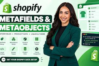 setup shopify metafields, metaobjects, custom fields product data liquid  theme