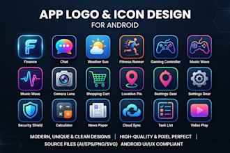 design a stunning flat minimalist mobile app icon and logo