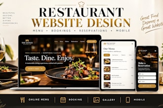 restaurant website design with online menu and reservation booking for cafes