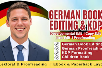 book edit, proofread and do german kdp book formatting