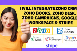integrate zoho CRM zoho books zoho desk zoho campaigns google workspace  stripe