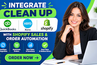 integrate clean up quickbooks xero with shopify sales and order automation