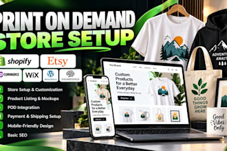 set up a print on demand store on shopify etsy wix wordpress website