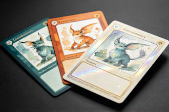 do custom card game design tcg trading card board game art print ready