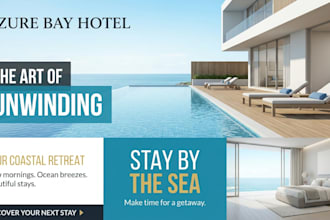 design hotel and resort promotional flyer, brochure, travel marketing material