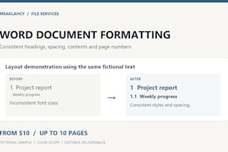 format your word document with headings, contents and page numbers