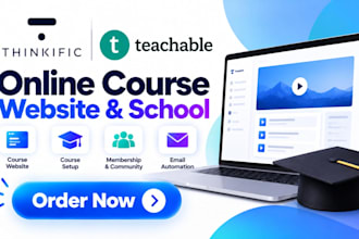 set up your thinkific or teachable online course website and school