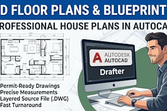 be your autocad draftsman for residential house plans and blueprints
