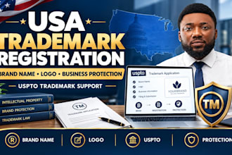 register trademark in USA for your brand name, logo and business protection USA