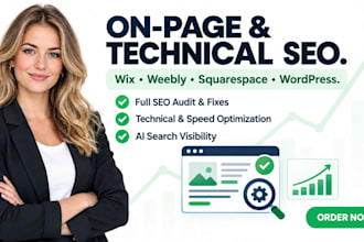 do on page and technical SEO for wix, weebly, squarespace and wordpress