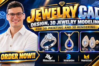 do jewelry cad design, 3d jewelry modeling for 3d printing and 3d rendering