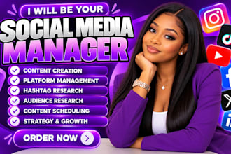 be your social media marketing manager for content, growth and engagement