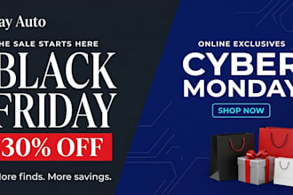 design black friday, cyber monday sale flyer and promotional graphics