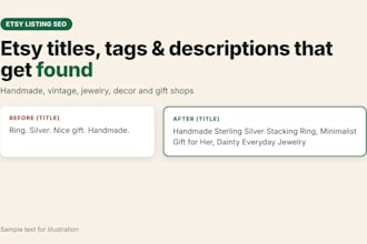 optimize your etsy listing title, tags and description for search