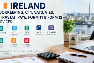 do ireland bookkeeping, ct1, vat3, vies, intrastat, paye, form 11 and form 12