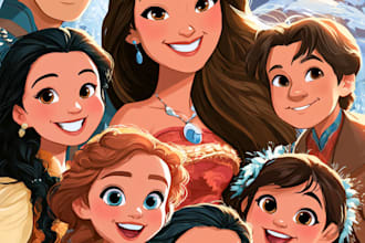 create a disney cartoon illustration