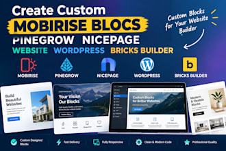 create custom mobirise blocs pinegrow nicepage website wordpress bricks builder