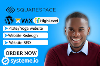 build wix squarespace or wordpress website for yoga pilates fitness studio