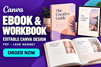 design editable canva ebook, workbook, PDF lead magnet PDF guide, canva workbook