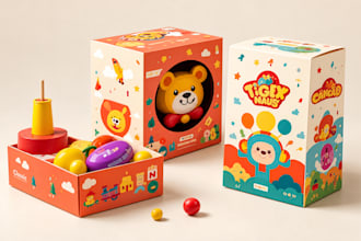 design kids product packaging, retail toy packaging, retail box with dieline