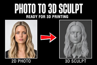 sculpt realistic 3d printable head, bust models from your 2d photo in zbrush
