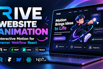 create rive interactive website animation for framer, webflow and react