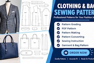 create digital sewing pattern for clothing and bag design pdf pattern