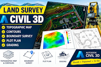 land survey civil 3d topographic map contours boundary survey plot plan grading