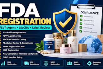 do fda registration, fsvp agent, mocra listing and fda label review