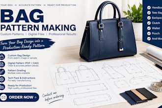 create digital pattern sewing pattern design clothing bag fashion tech pack