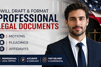 draft and format professional legal documents, motions, pleadings and affidavits