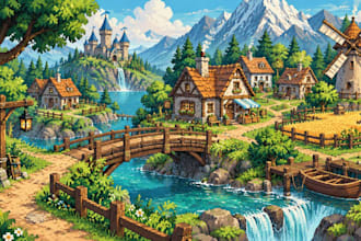 draw pixel art background and illustration for your game