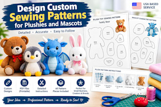 design custom sewing patterns for plushies and mascots