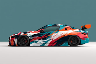 create racing car wrap, itasha wrap design with extreme