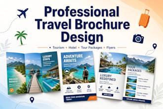 design travel brochure flyer, tourism brochure, hotel or tour vacation brochure