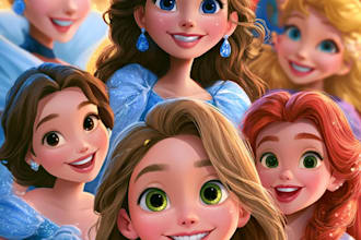 create a disney cartoon illustration