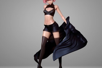 create 3d anime character model for vtuber, vroid, vrchat with rigging, zbrush