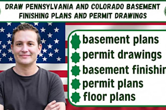 draw pennsylvania and colorado basement finishing plans and permit drawings