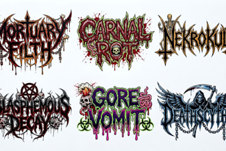 design old school death, deathgrind and goregrind band logo