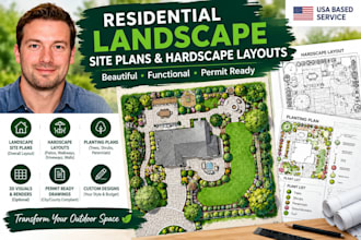 design residential landscape site plans and hardscape layout
