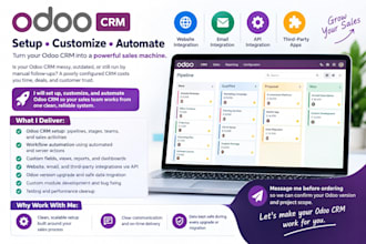 develop odoo CRM pipeline, automation, integration, and version upgrade