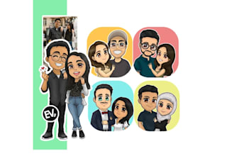 draw you as chibi anime cartoon couple