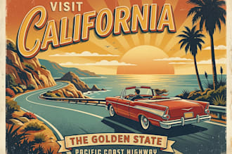 create vintage retro style design and illustration