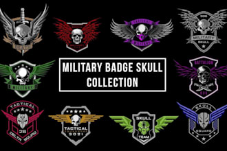 design, skull, tactical military, army, badge logo
