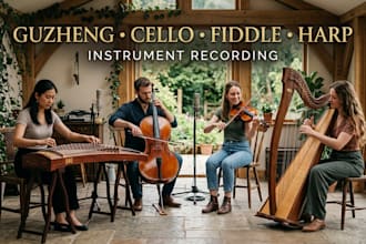 record guzheng, cello, scottish fiddle, celtic harp for your song