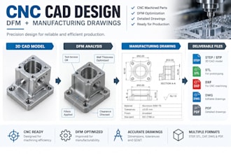 design cnc machining parts with dfm and manufacturing drawings