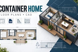 design container house floor plans, layouts, residential architectural drawings