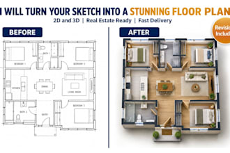 create colored 2d, 3d floor plan rendering