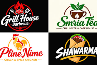 design restaurant, pizza, bbq, coffee shop, juice, catering, food logo for your