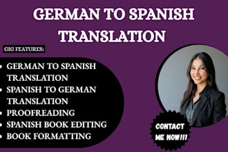 professionally translate your german book into spanish and proofread it